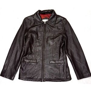 Vintage Albert Duke Leather Jacket Womens Medium Brown Collared Full Zip Outdoor